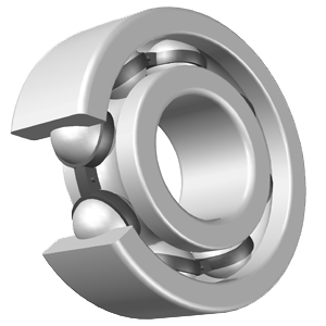 Deep-groove bearing cutaway